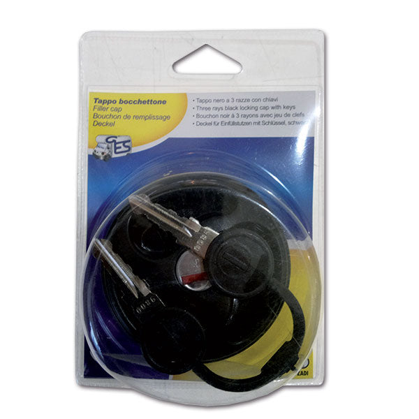 Tappo nero 3 razze Zadi con cilindretto • nero • blister