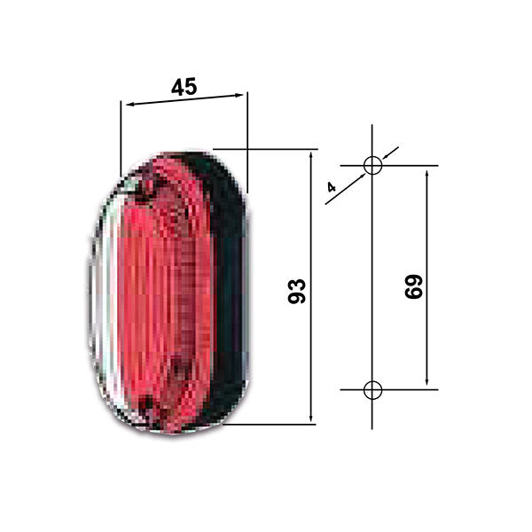 Luce ingombro ovale bifacciale a lampadina • blister