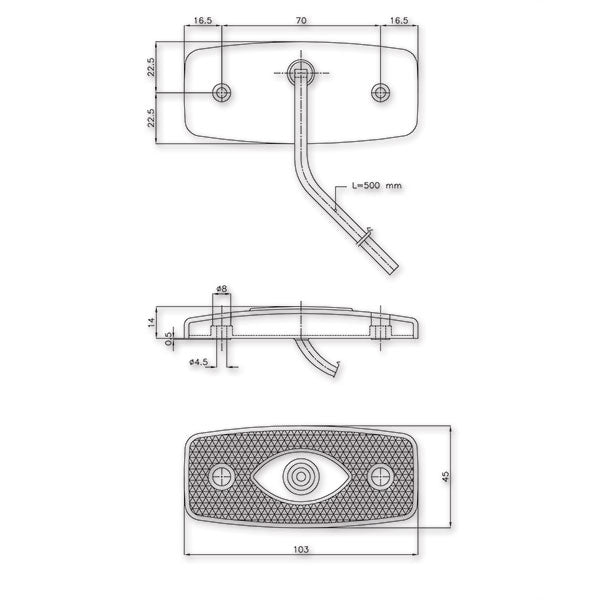 Segnale di ingombro laterale arancio a LED