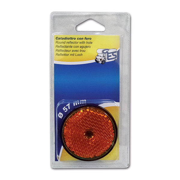 Catadiottro con foro • arancione • Ø 60 • blister