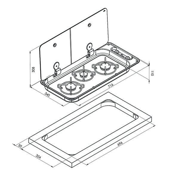 Hoodiny 3 fuochi • accensione elettrica