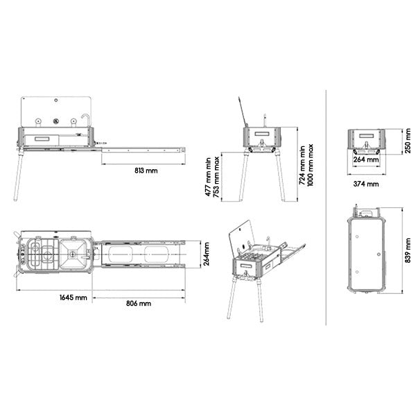 Cucina slideout laterale • 2 fuochi