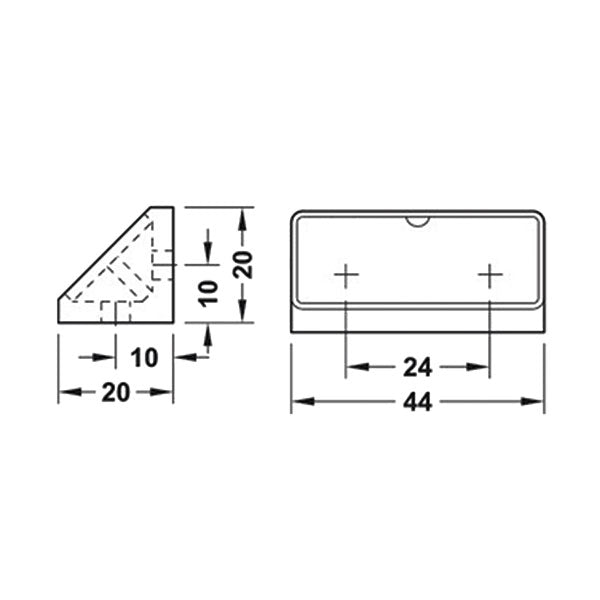 4-Loch-Möbelbeschläge • grau • Blister