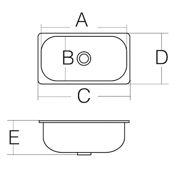 Lavello inox rettangolare • 320 x 260 mm • LA1400