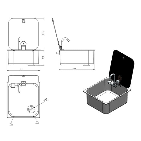 Lavello a scomparsa rettangolare • LR1760