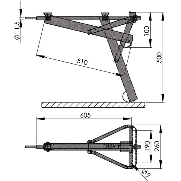 Piedino appoggio lungo • 800 kg
