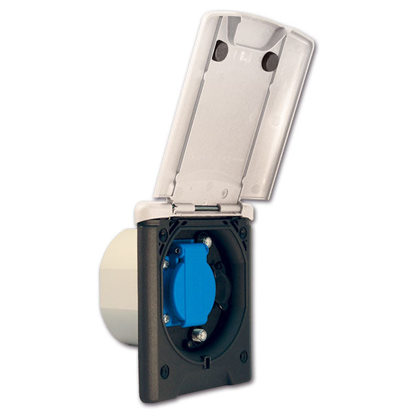 Presa esterna multifunzione con Schuko • bianca