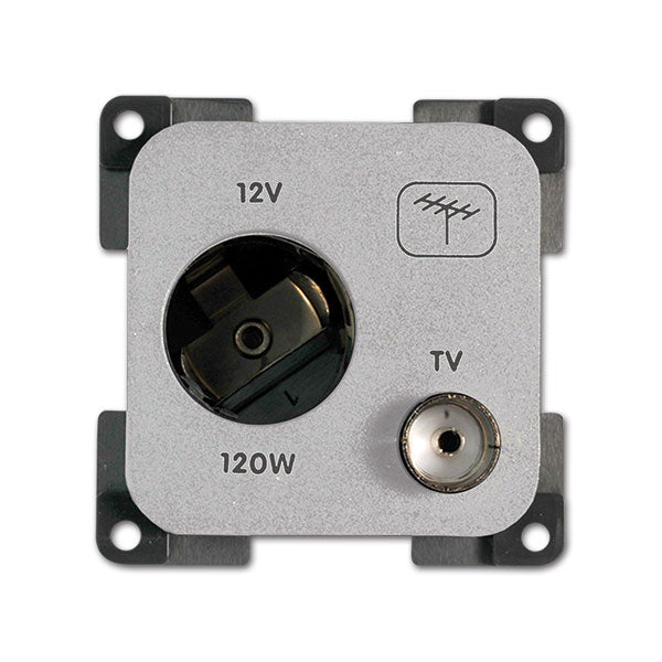 12V DC Steckdose + TV - hellgrau
