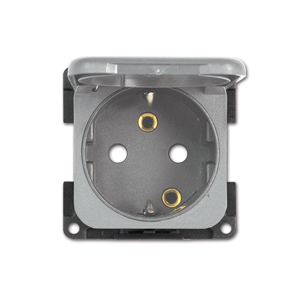 Presa schuko con coperchio • grigio chiaro