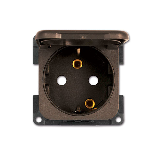 Presa schuko con coperchio • marrone