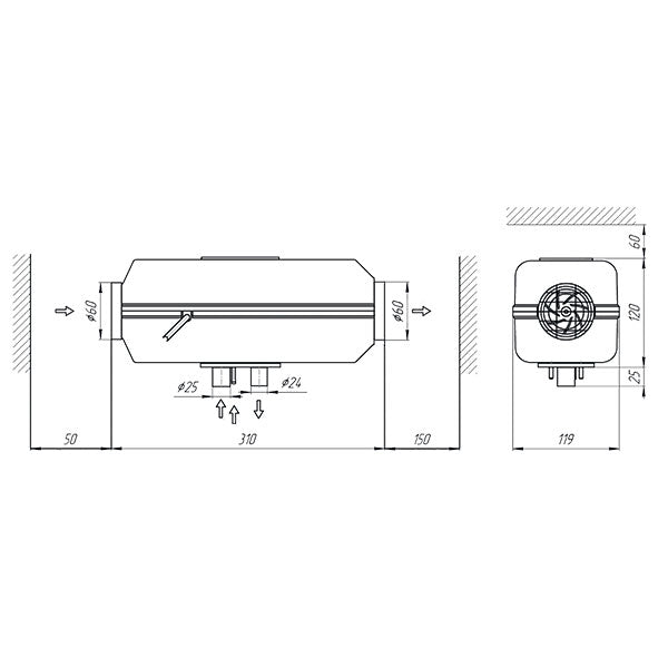 Riscaldatore a gasolio 2 kW