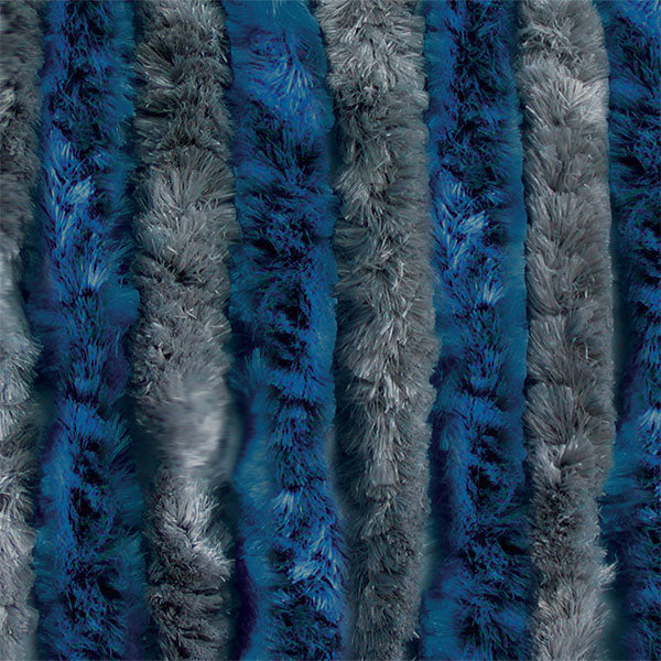 Chenille-Vorhang grau / blau • 90 x 200 cm
