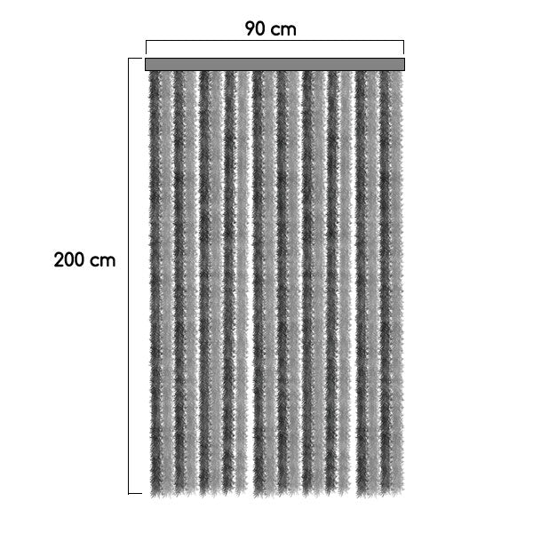 Chenille-Vorhang grau / blau • 90 x 200 cm