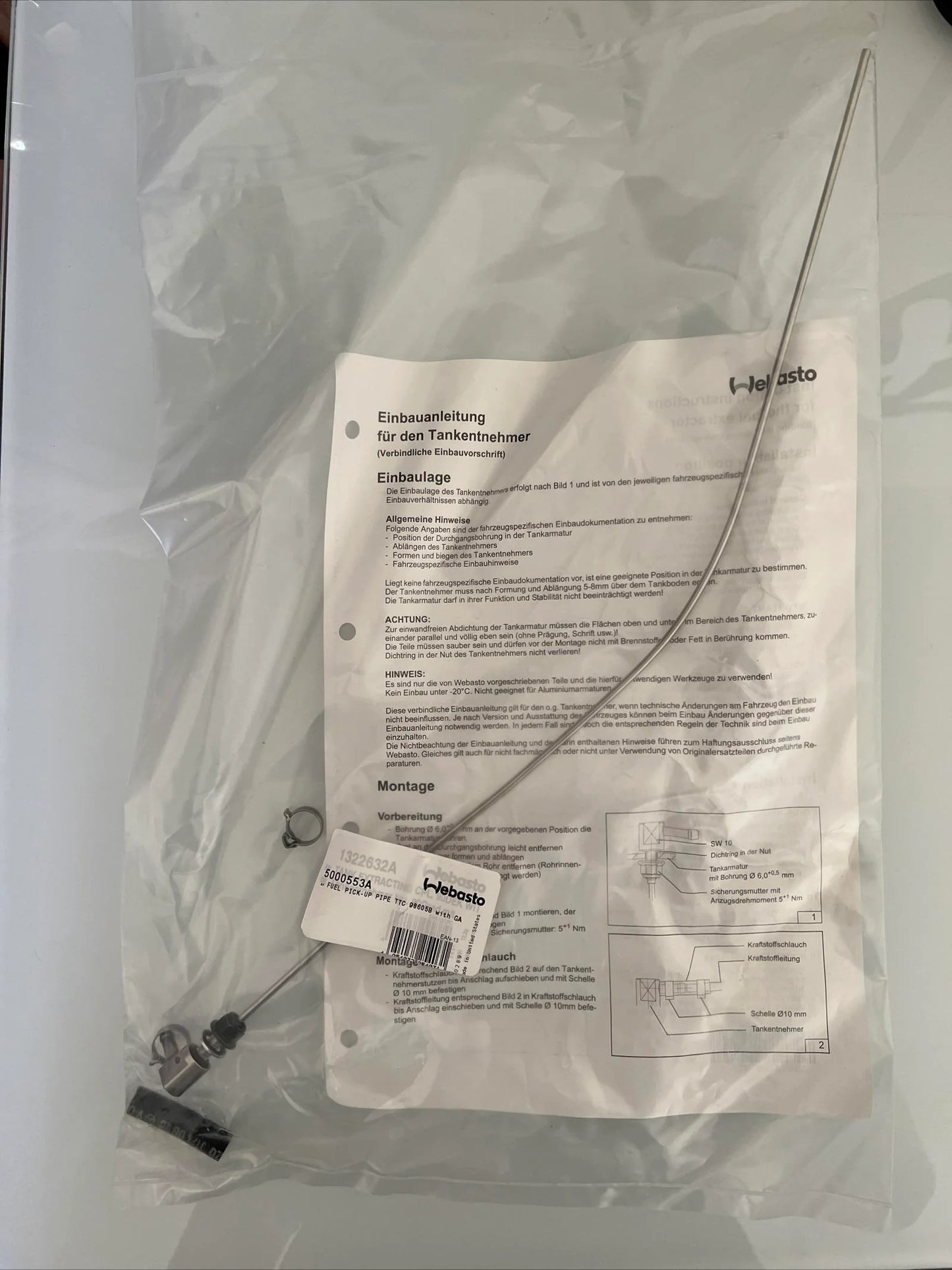 Kit pescante fuelfix Webasto