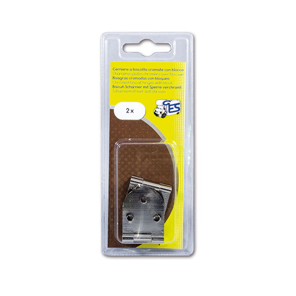 2 cerniere biscotto con fermo • blister