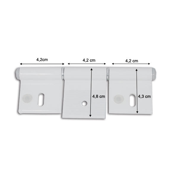 Weißes Aluminiumscharnier • 126 mm • 3 Löcher