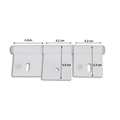 Weißes Aluminiumscharnier • 126 mm • 3 Löcher