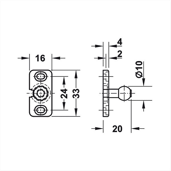 Chiusura push per antine • nera
