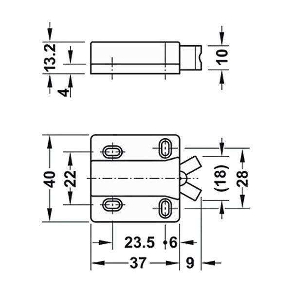 Chiusura push per antine • 37 x 40 mm