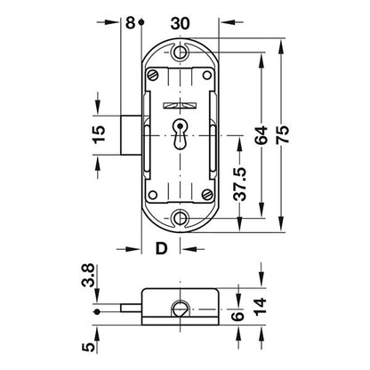Serratura Piccolo Nova • sinistro • 15 mm