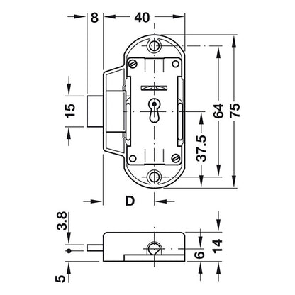 Serratura Piccolo Nova • destro • 25 mm