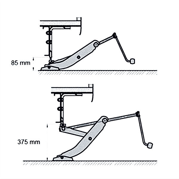 Wagenheber mit Kasten und Halterungen