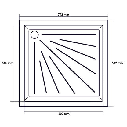 Piatto doccia in materiale plastico • 645 x 600 x 50 mm