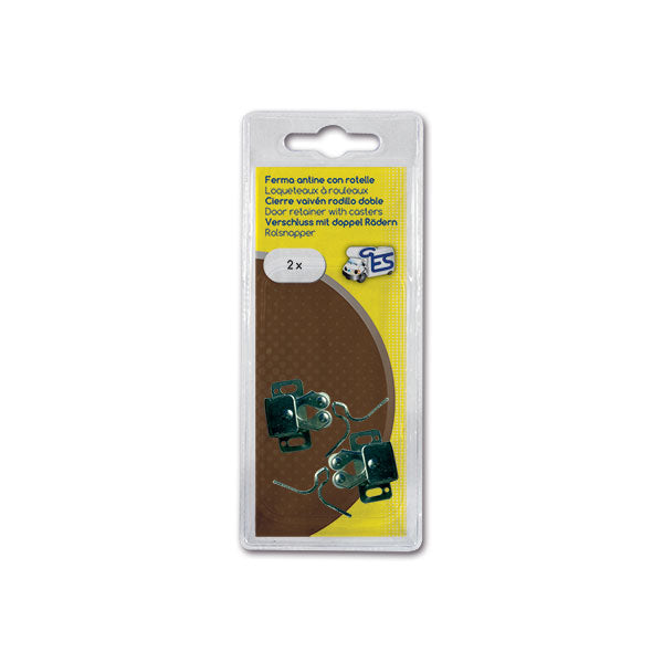 2 ferma antine a rotelle • metallo • blister