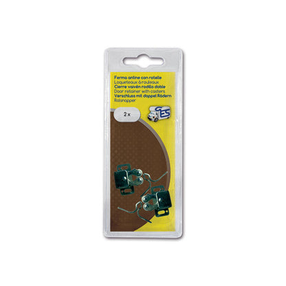 2 ferma antine a rotelle • metallo • blister