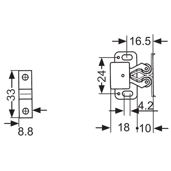 2 ferma antine a rotelle • metallo • blister