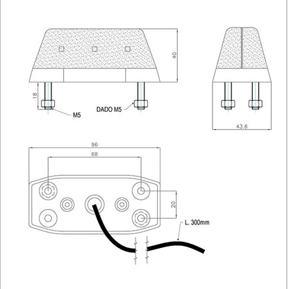 Segnale ingombro laterale  bianco/rosso LED