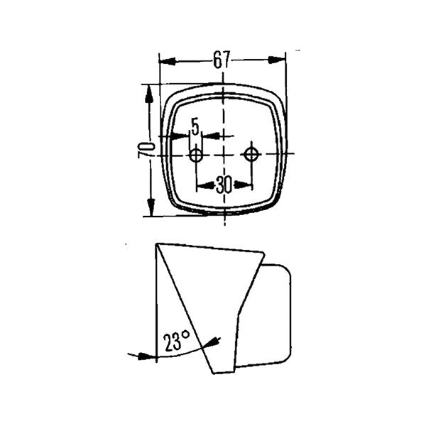 Weißes Umrisslicht 23° geneigt