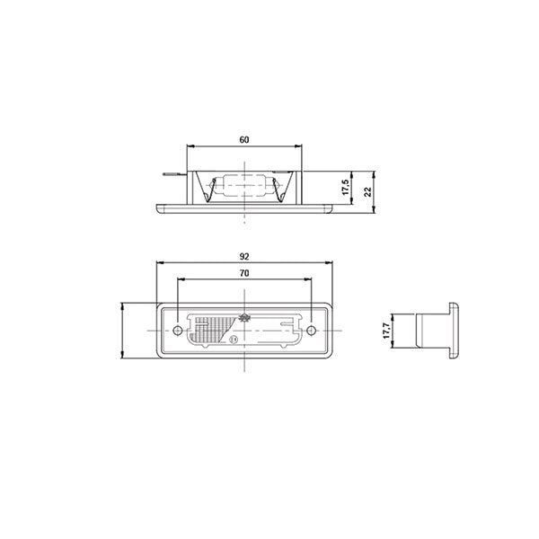 Luce targa K 570 a incasso • sinistro