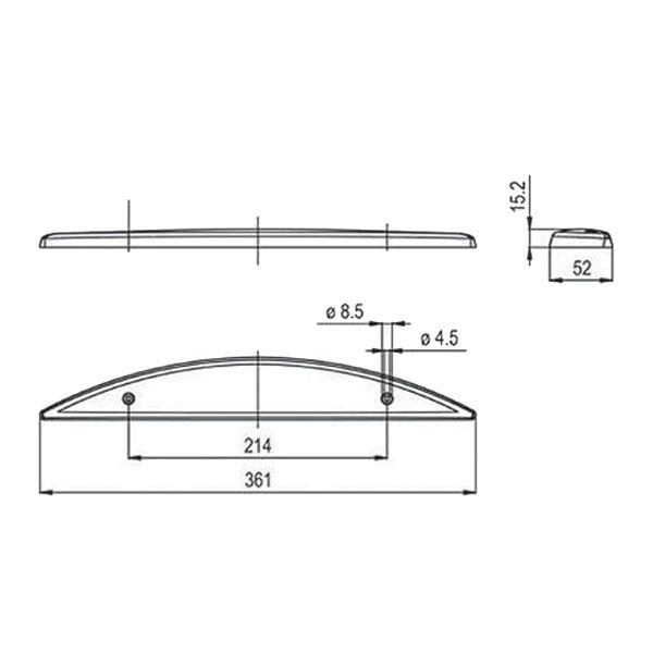 Terzo stop a LED mezzaluna • rosso