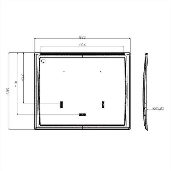 Finestra FAN curva • 820 x 660 • Grigio
