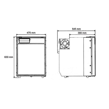 Frigorifero SVR85 a compressore • cerniera destra