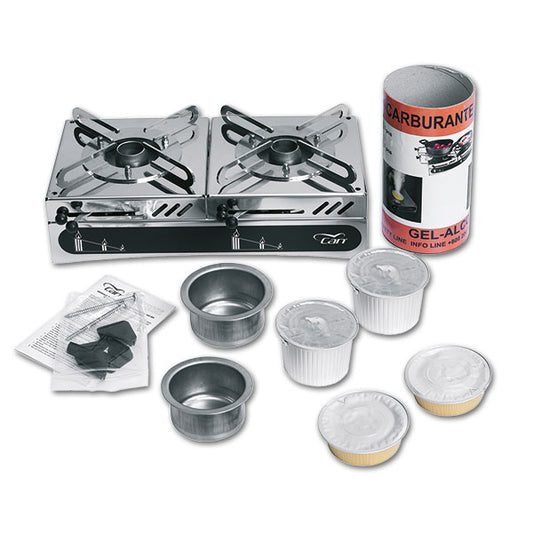 Kit Fornello a gel/alcool • 2 fuochi