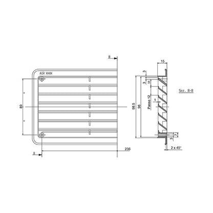 Griglia doppia con zanzariera • 270 x 120 mm