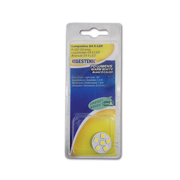 Lampadina G4 • 6 LED • bianca calda • blister