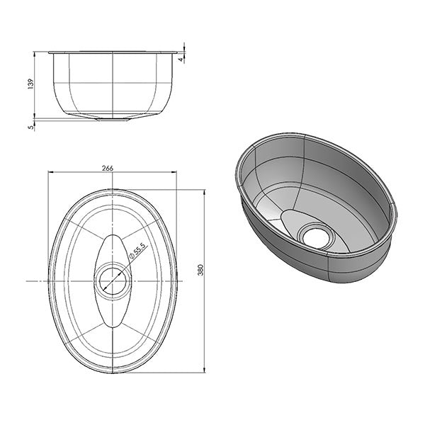 Lavello inox ovale • LA1420