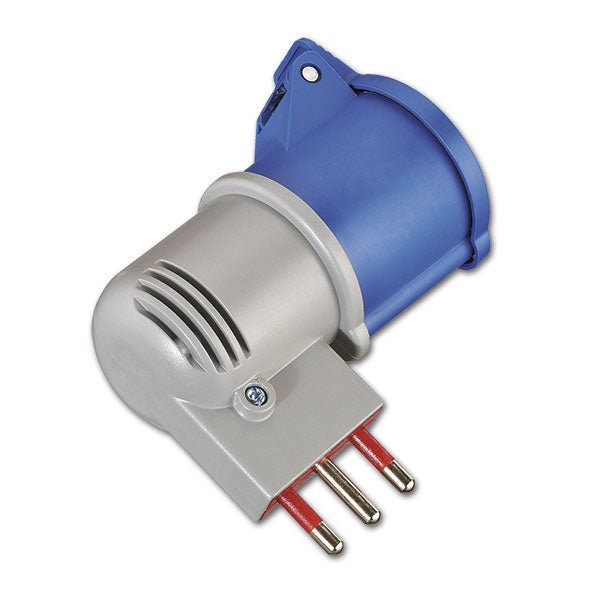 Adattatore a 90° con spina 16 A e presa CEE