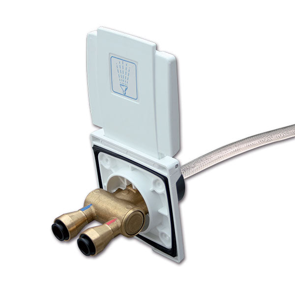 Doccia esterna bianca attacco tubi rigidi • 200 cm