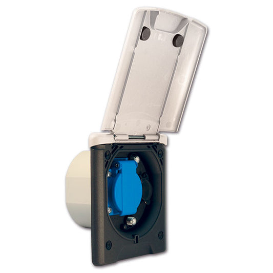 Presa esterna multifunzione con Schuko • bianca