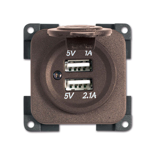 Presa doppia USB • 1 A / 2,1 A • marrone
