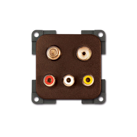 Modulo 3 prese RCA / TV / SAT • marrone