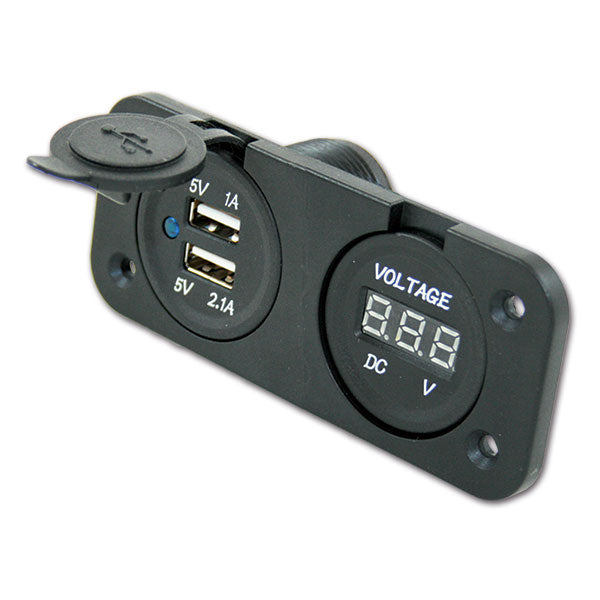Supporto con 2 USB e voltimetro • 5 V