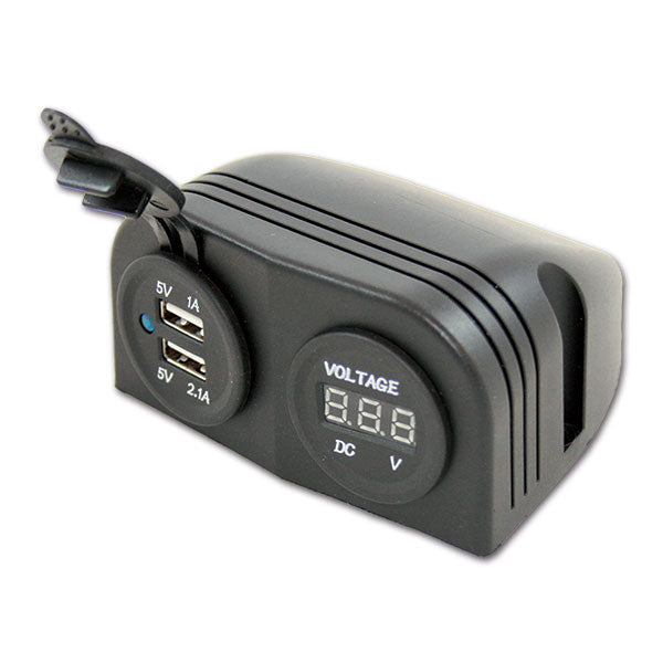 Supporto 2 USB e voltimetro • 5 V