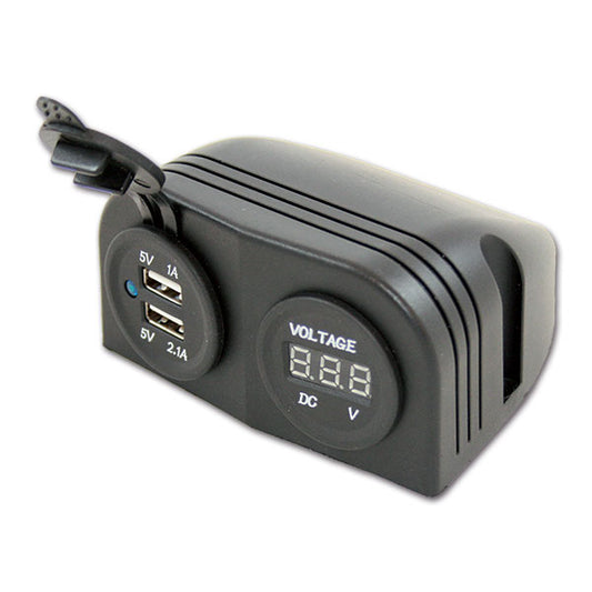 Supporto 2 USB e voltimetro • 5 V