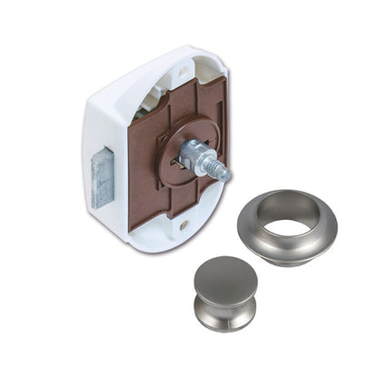 Kit Push-Lock bianco • pulsante e rosetta satinati