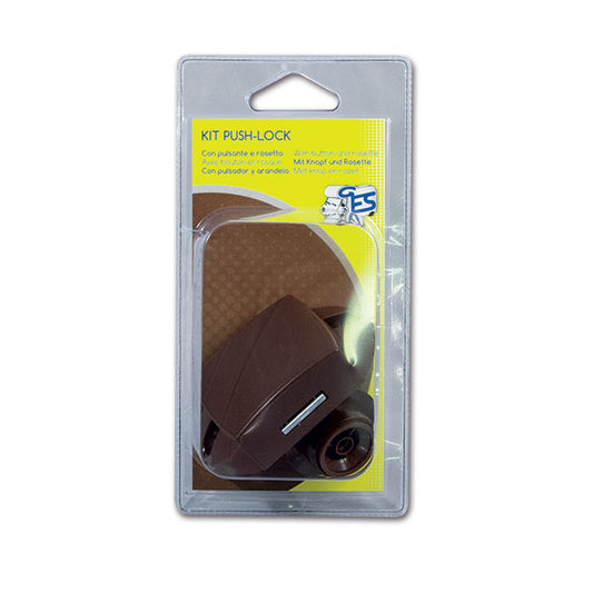 Kit Push-Lock • pulsante e rosetta • marrone • blister